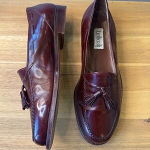 Botticelli Men 9.5 Burgundy Leather Tassel‎ Slip On Loafers Italian Dress Shoes